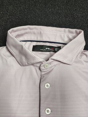 RLX Ralph Lauren Pink Checkered Golf Polo Short Sleeve Geometric Men's Size XL